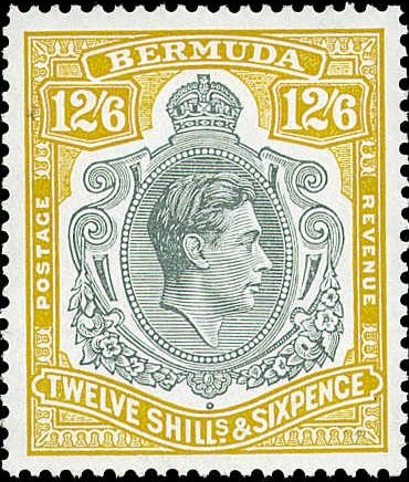 1938 12 shillings 6 pence George VI Bermuda stamp